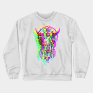 Bull Skull Dreamcatcher - Psychedelic Neon Colored Crewneck Sweatshirt